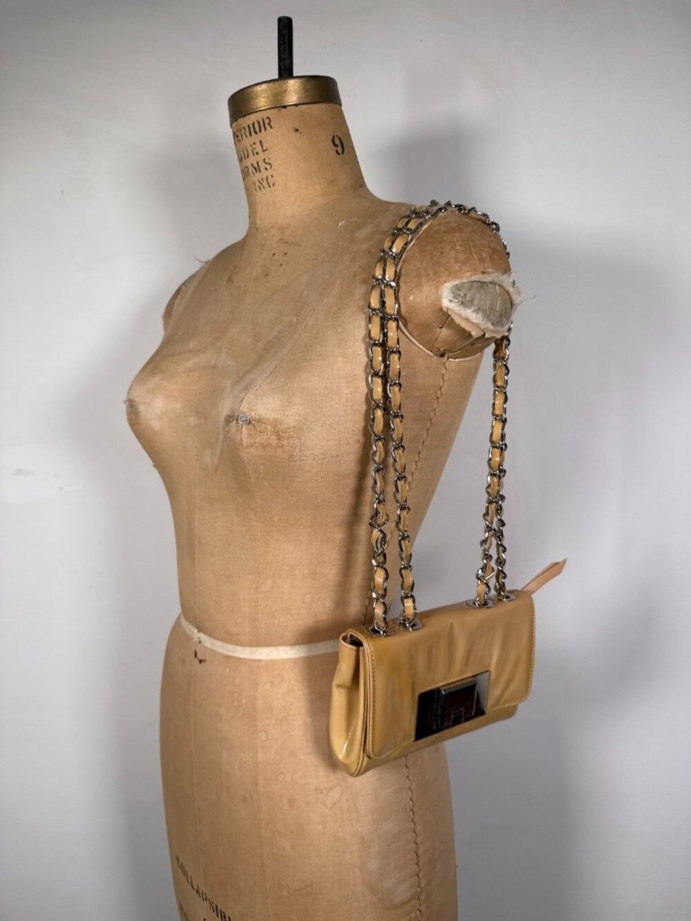 Stuart Weitzman Yellow Patent Leather Chain Shoulder Bag